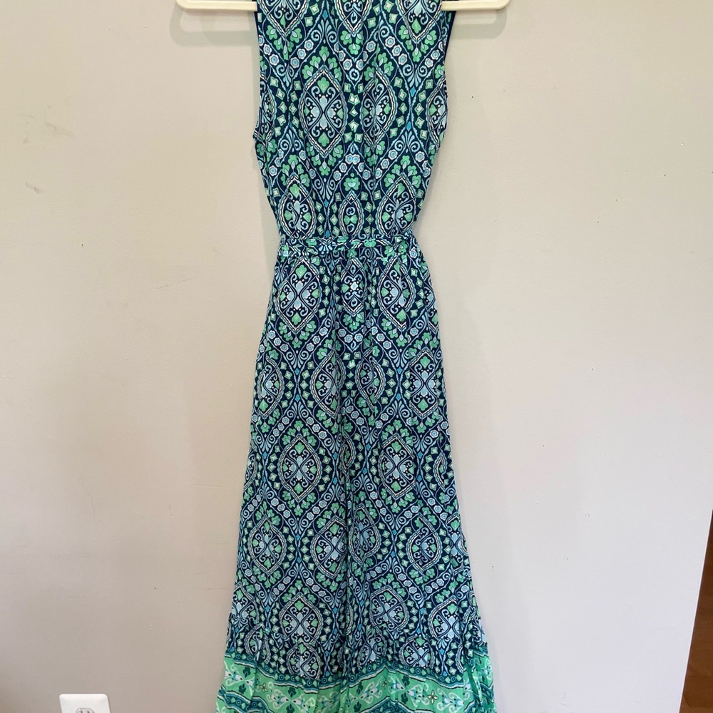 Talbots Blue and Green Sleeveless Maxi Sundress - Picture 3 of 5